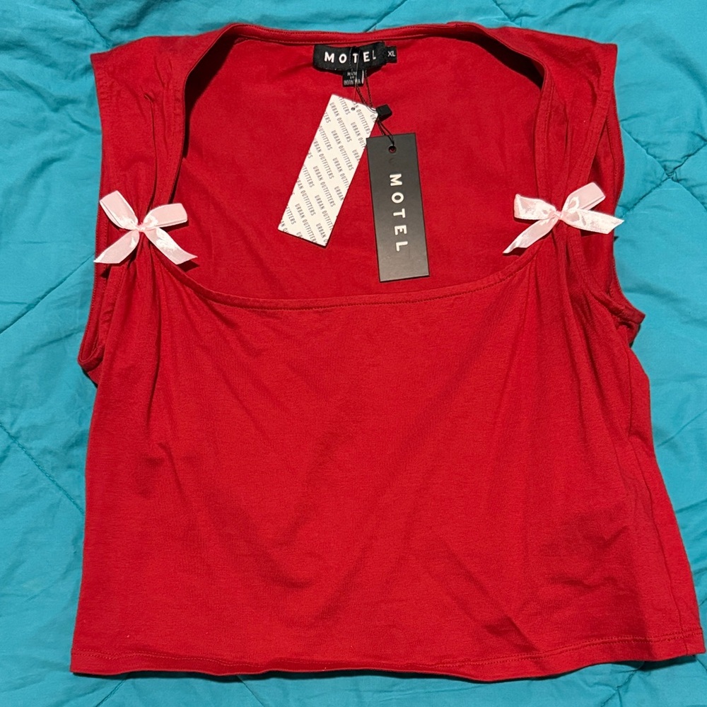 Urban Outfitters - Motel Rocks Red Tank Top with White Bow Details